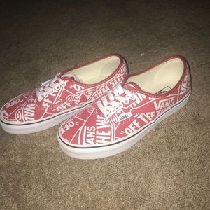vans red logo shoes